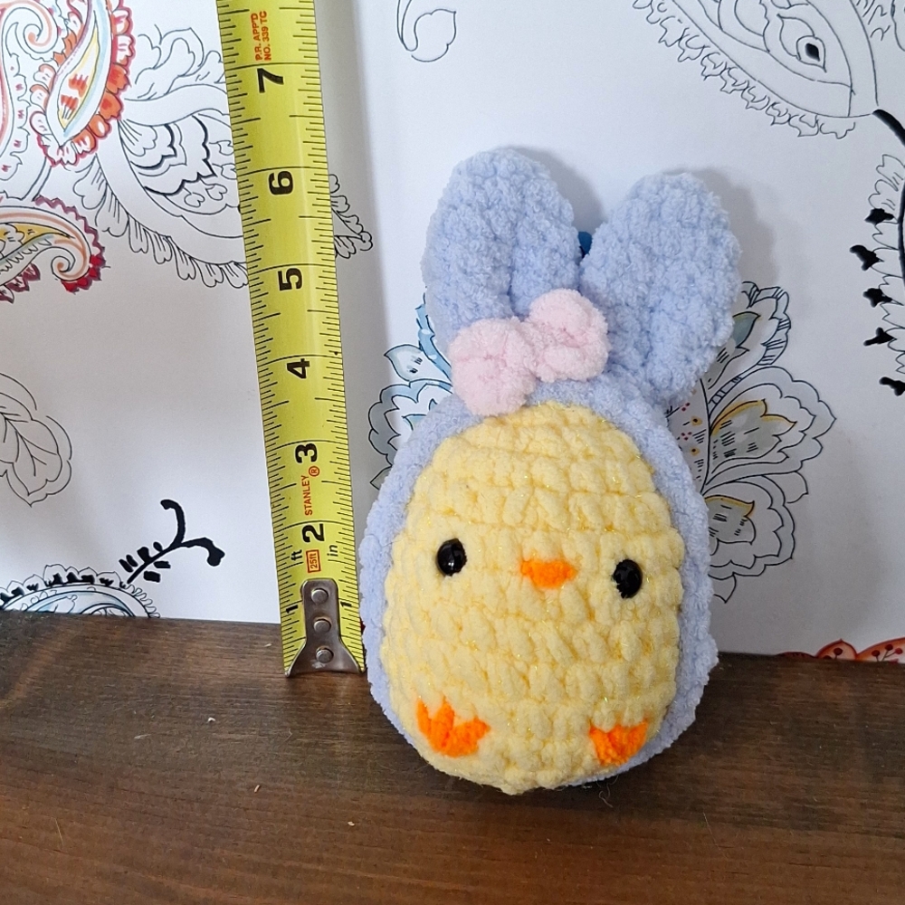 Cute Crochet Plush Chick with Bunny Suit Handmade
